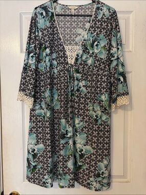 Soma Floral Mini Dress in Black and Teal